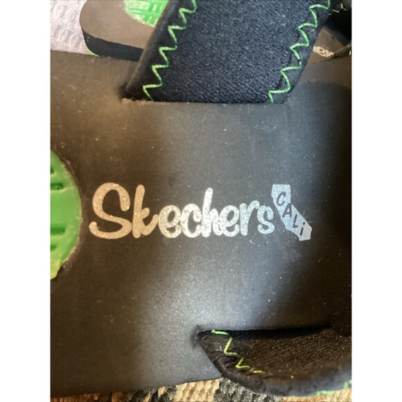 Skechers Cali Sandals Slide Sporty Slip On Black & Green Fabric Flats Womens 9 - Picture 10 of 14
